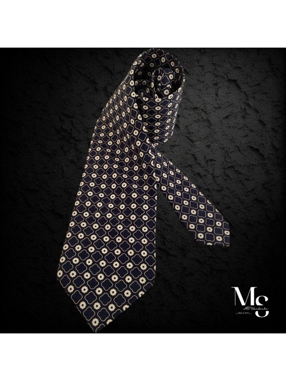 BRIONI Black Beige Geometric Luxury Silk Tie Hand Made In Italy W: 3.75" EX CD